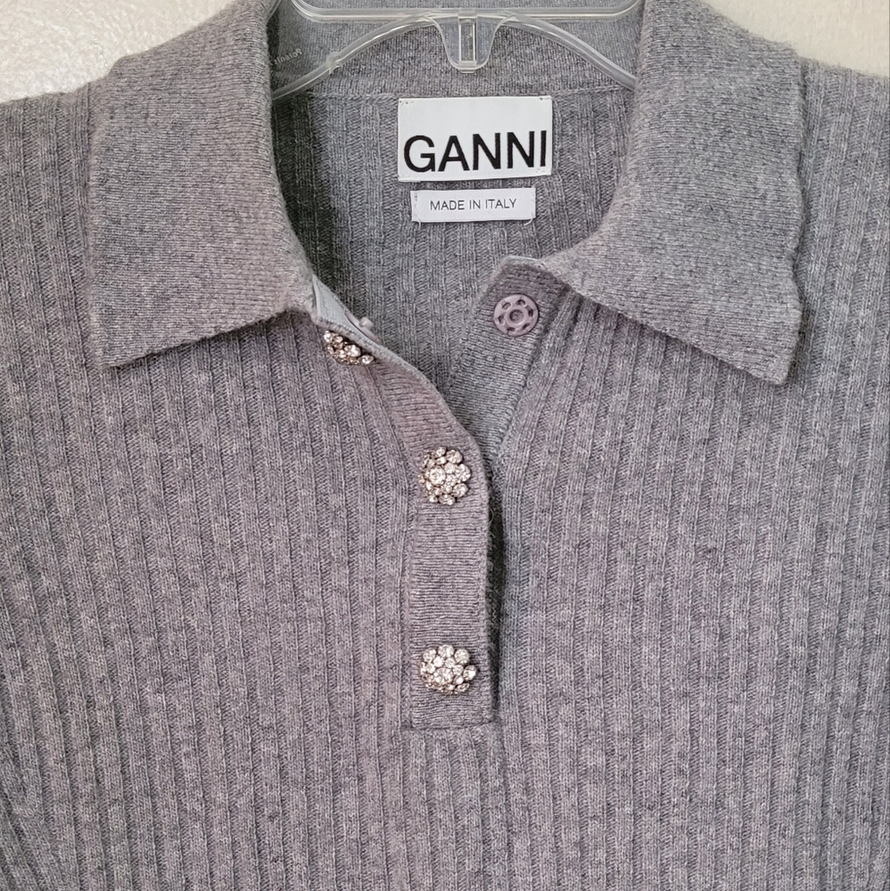 Ganni Gray Ribbed Sweater - Picture 9 of 11